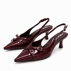 CAPE ROBBIN ROZELLA PATENT LEATHER SLINGBACK HEELS